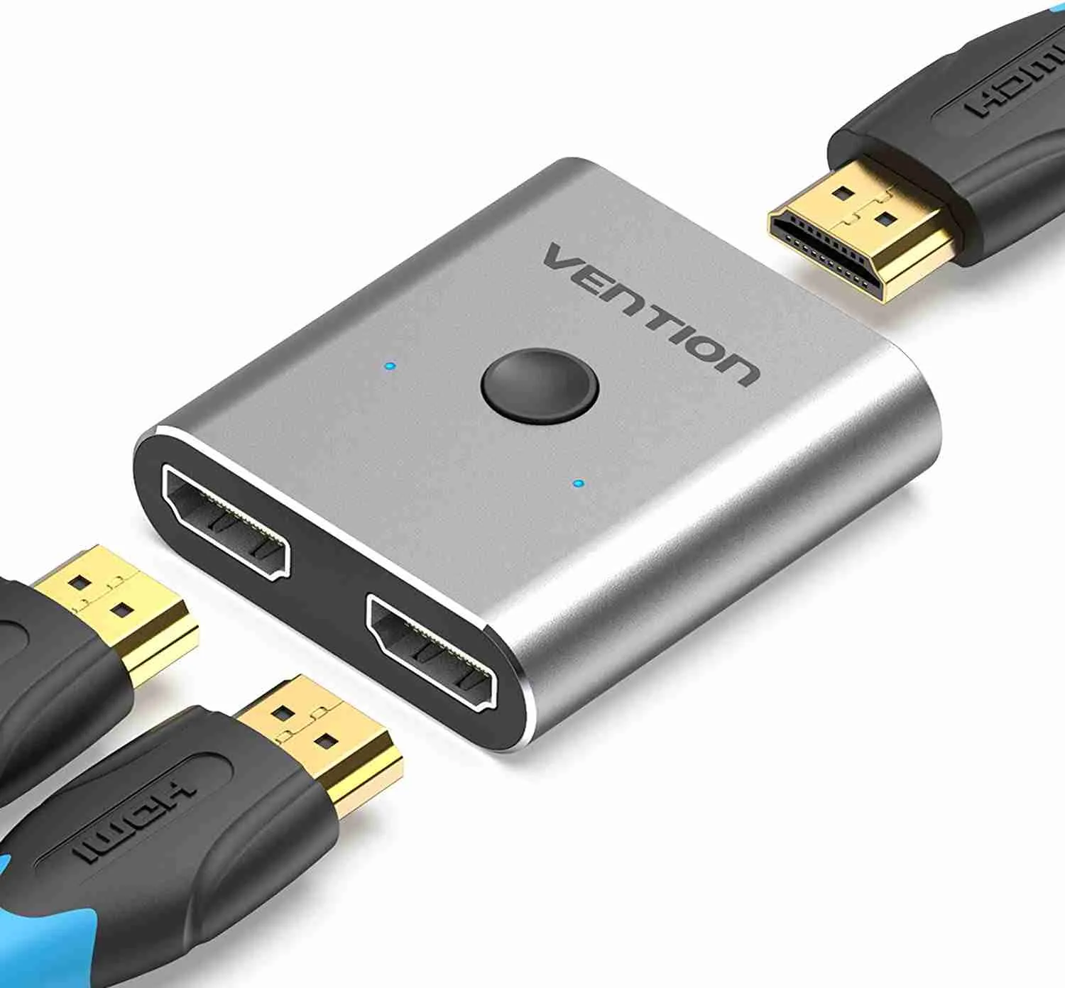 Vention 2-Port HDMI Bi-Directional Switcher (Silver) – 4K HDMI Splitter/Switch Adapter - Image 2