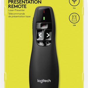 Logitech R400 Wireless Presenter Remote – Laser Pointer, 2.4GHz USB Receiver for Presentations