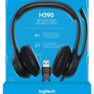 Logitech H390 USB Headset – Noise-Reducing Stereo Headphones with Mic for PC & Online Meetings
