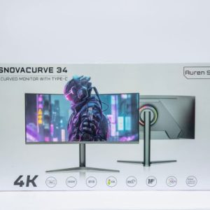 JS Nova 34 Inch Ultra-Wide Curved 4K Gaming Monitor – 180Hz, 3440×1440, 1500R, HDMI/DisplayPort, USB-C