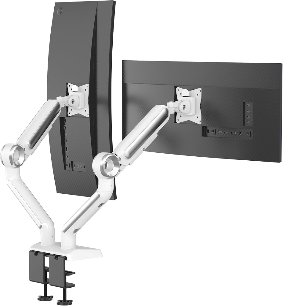 G65 Heavy Duty Dual Gas Spring Monitor Arm for 27"–34" Monitors