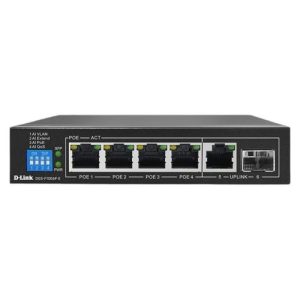 D-Link DGS-F1006P-E 6-Port 250m Gigabit PoE Switch with 4 PoE Ports and 2 Uplink Ports