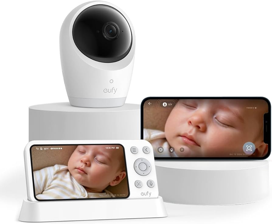 EUFY Baby Monitor E21 White – Smart Baby Monitor with High-Resolution Video, AI-Powered Monitoring, Two-Way Audio & Remote Viewing